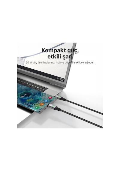 Xenon Smart Type C Hızlı Şarj Kablosu Type-c To Type-c, 60w, 480 Mbps, 1.2m, Pd, Örgü, Led Gösterge X6421