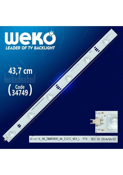 Arcelik 48 Zkn60600 Aa 2121c 6ea L P74 Rev.v0 - 43.7 Cm 6 Ledli - Wk-050 Led Tv Bar
