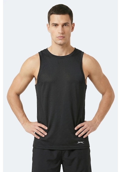 Slazenger Korba Erkek Kolsuz Siyah Tişört Siyah