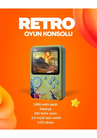 Mey İthalat 500 Oyun Hafızalı G5 Game Box - Renkli Lcd Ekranlı