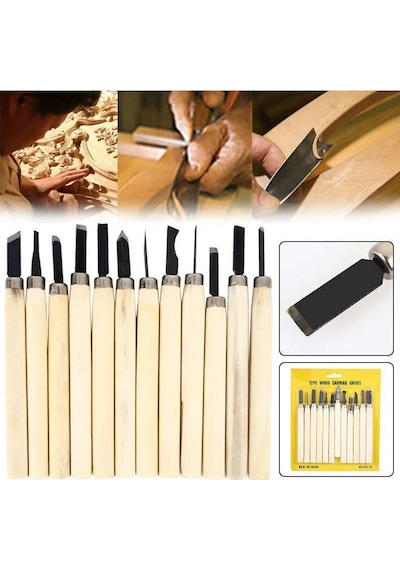 12 Parça Ahşap Oyma Set Ağaç Oyma Set Kalem Set Iskarpela