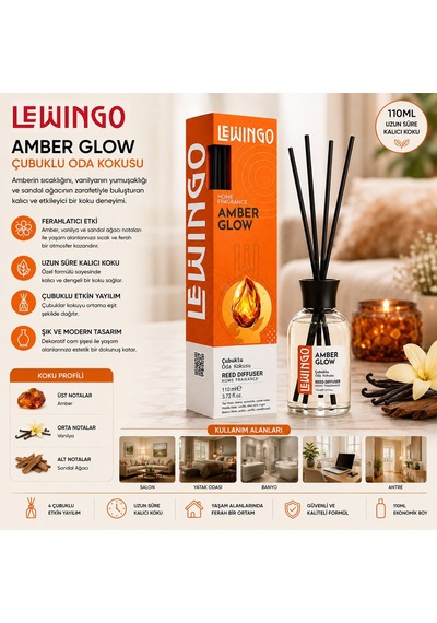 Lewingo Bambu Ortam Kokusu 110ml Cam Şişe Amber Glow - 24'li Paket Diğer