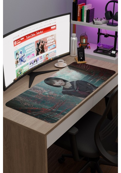 Silent Hill Kaymaz Dikişli Kauçuk Oyuncu Mousepad V1 - 90x40 Xxl Gaming Mouse Pad Fare Altlığı