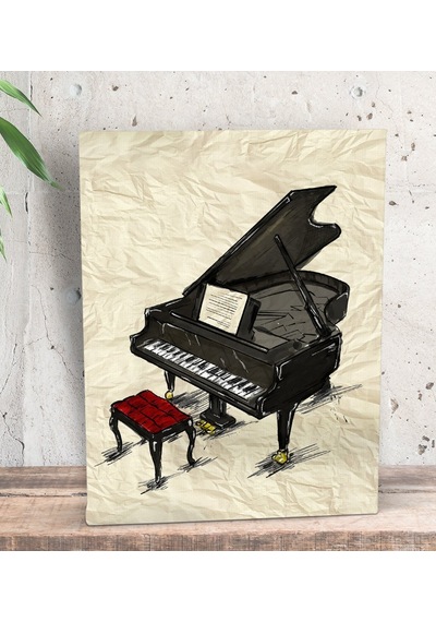 Bk Gift Piyano Tasarımlı Dekoratif Mini Kanvas Tablo 15x20cm-1