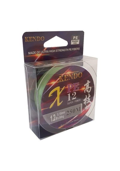Kendo Dynema 12x 12 Kat %100 PE Örgü İp Misina 250m Japon Yeşil