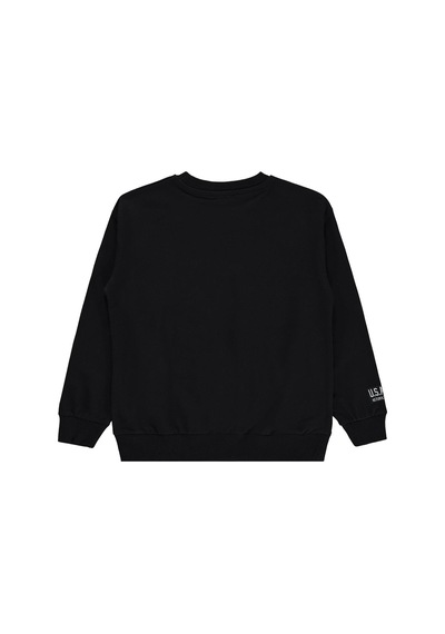 Silversun Kids Silversun Basic Etiket Armalı 8-13 Yaş Sweatshirt - Siyah