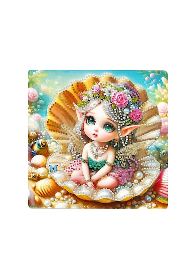 5d Elmas Taş İşleme Kiti Tablo 20x20 Cm Bebek Elf Desenli Diamond Painting