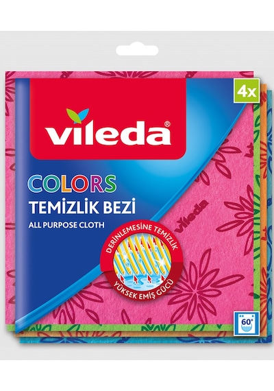 Vileda 4'lü Colors Renkli Mutfak Bezi