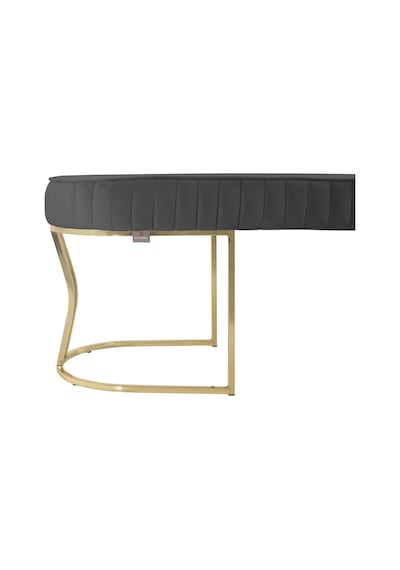 Viego Gold Striped- Gri Kapitoneli Chester Model Puf & Bench & Koltuk & Uzun Makyaj Puff & Yatak Ucu &önü