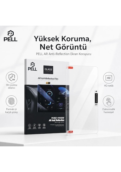 PELL Lopard Tesla Model Y Juniper Ekran Koruyucu Sert Cam Seti, 9H 2in1 Ön ve Arka Multimedya Camı