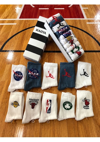 10 Lu Kutulu Basketbol Takim Karakterli Neşeli Renkli Kolej Tenis Çorap