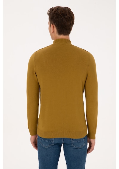 U.S. Polo Assn. Erkek Slim Fit Boğazlı Yaka Hardal Kazak 50315037-VR151