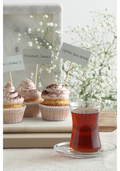 Lav Duru Cam Çay Seti 6 Kişilik 155 ml (6 Çay Bardağı, 6 Çay Tabağı)