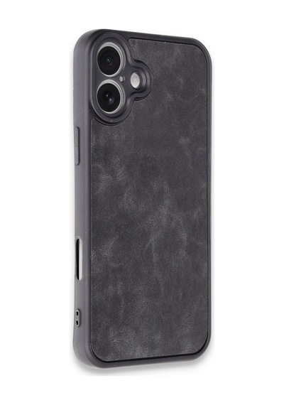 Apple iPhone Uyumlu  16 Plus Uyumlu Kılıf Aras Deri Kapak - Siyah