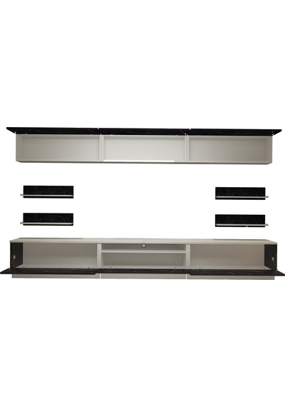 Decoraktiv Trendstyle 8y Mdf Tv Ünitesi Tv Sehpası Beyaz - Siyah Mermer