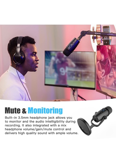 Boya Usb Kondansatörlü Mikrofon, By-pm500 Usb Stüdyo Mikrofonu, Windows, Mac Ve Pc İçin, Vokal, Youtube Akışı, Oyun, Konferans Çağrısı, Asmr, Podcast Video Kaydı İçin Çıkarılabilir Stant Sku: Smgstk7