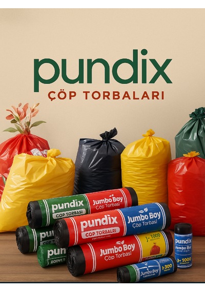 Pundix Pundıx J1000 Jumbo Boy Endüstriyel Çöp Torbası 80x110 Cm 1 Koli 10 Rulo X 10 Adet Dayanıklı, Sızdırmaz Ve Geniş Hacimli Çöp Poşeti