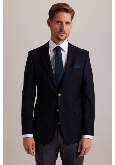 Ysf Erkek Lacivert Regular Fit Yünlü Blazer Ceket 001
