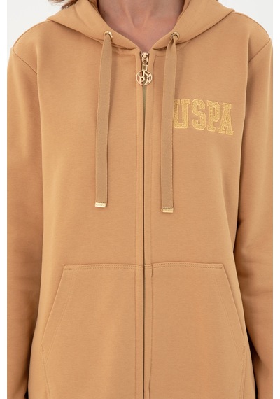 U.S. Polo Assn. Kadın Camel Kapüşonlu Sweatshirt 50289545-VR015