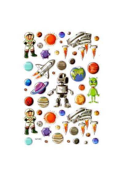 Sticker Kabartmalı A4 Boyutunda Stiker Defter, Planlayıcı Etiket- Lim508 - Astranot Ve Uzaylı