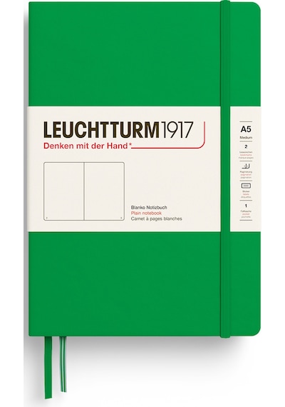 Leuchtturm1917 Not Defteri Orta Boy A5 , Sert Kapak, 251 Numaralandırılmış Sayfa, Düz, Bahar Yaprağı Yeşil