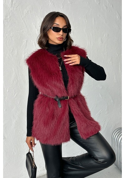 Verymoda Tüylü Yelek Vmf1567 Bordo