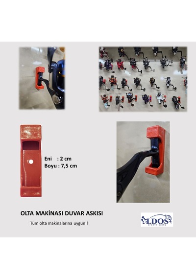 Aldos Sport Fishing Olta Makinesi Duvar Askısı, Aparatı, 5'li