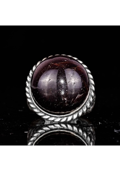 925 Ayar Gümüş Erkek Yüzük Doğal Yıldız Garnet Taşı - Nadir İşlenmemiş Garnet Kaboşon Gümüş