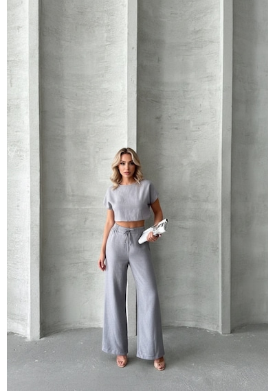 Kadın Basic Stil İkili Takım Gri