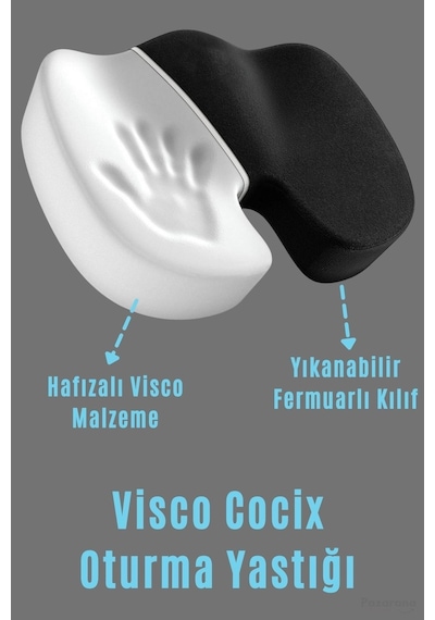 Visko Cocix Minder Oturma Minderi Basur Minderi Ortopedik Oturma Minderi Simidi Yastığı Beyaz