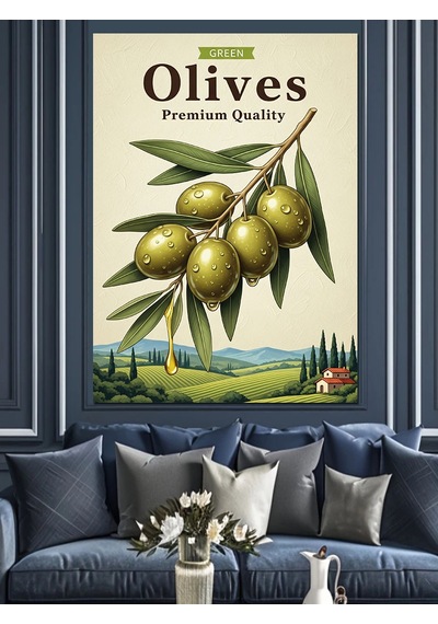 Zeytin Ağacı Dalı Poster Dekoratif Kanvas - Mdf Ahşap Tablo