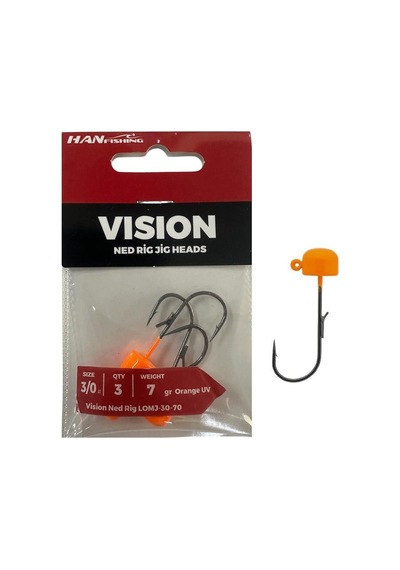 Hanfish Vision Ned Rig Jig Head Lomj 7gr No:3/0 Orange Uv 3 Adet