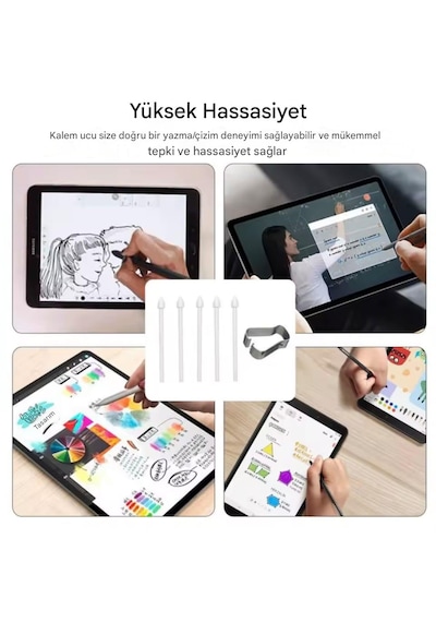 S Pen Tablet Uyumlu Kalem Ucu S6/s6+/s7fe/s7+/s8/s8fe/s9/s9ultra/s10/s10ultra/s11 5 Tane Beyaz