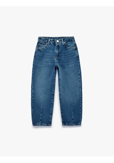 Koton Pamuklu Loose Fit Denim Pantolon Orta İndigo 7wkg40025ad