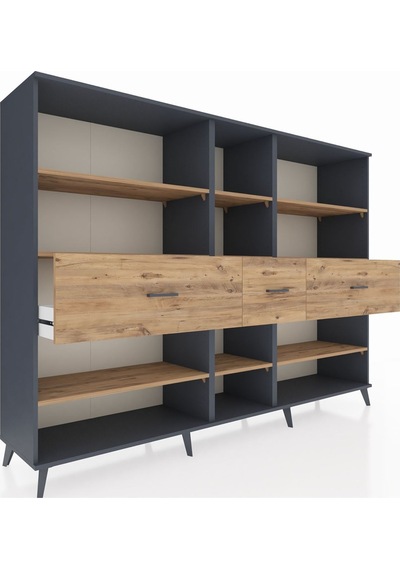 Hyperion Dolap 9 Raflı 3 Çekmeceli 220x44x163 Antrasit-çam Atlas Çam - Antrasit Hyperion Dolap 9 Raflı 3 Çekmeceli 220x44x163 Antrasit-çam Atlas Çam - Antrasit