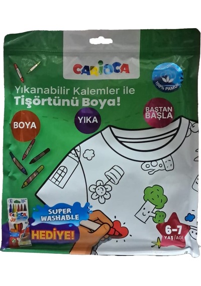 Boyanabilir Tişört-keçeli 6-7 Yaş Kalem Hediyeli