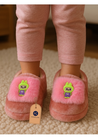 Miraluni Peluş Bebek Panduf Ve Ev Botu Yumuşak Tabanlı, Sıcak Tutarlı, Kaymaz Ev İçi Kışlık Patik Pudra Pembe