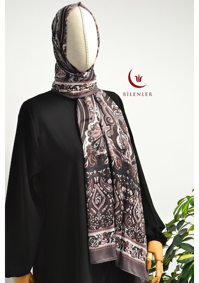 Bilenler Etnik Desenli Pamuklu Şal 70x190 Cm Vizon