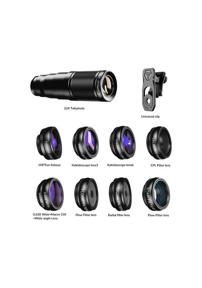 Apexel 22x10'u Bir Arada Telefon Lens Kiti