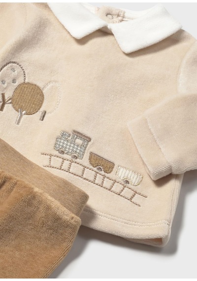 Mayoral Newborn Erkek Bebek Kadife Takım Kahverengi