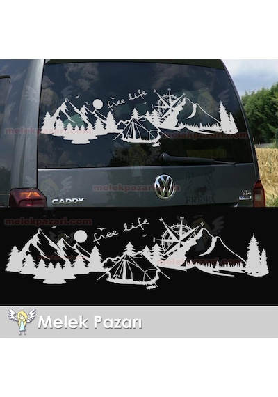 Özgür Hayat Orman Manzara Pusula Karavan Oto Sticker