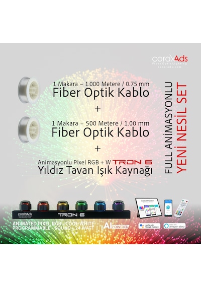 Salon Yıldız Tavan Ev Konut Fiber Optik Aydınlatma Kiti - Eko Çok Renkli