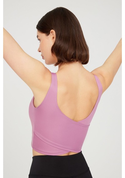 Los Ojos Lavanta Hafif Destekli Sırt Detaylı Kaplı Crop Top Büstiyer Cropped Lavanta