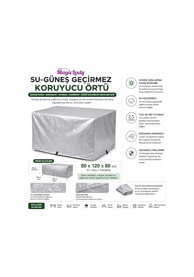Su Ve Güneş Geçirmez Koruyucu Örtü 80x120x80 Cm Bahçe Masa Sandalye Mangal Barbekü Koruma Kılıfı Diğer