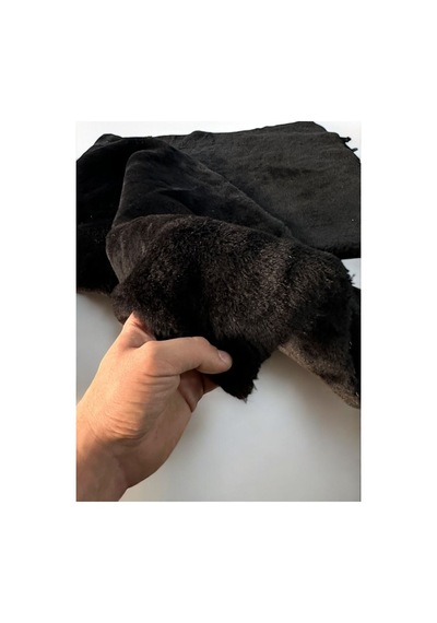 Densewool %90 Yün Sık Dokuma Peluş Kumaş Siyah 140x90 Cm Siyah Siyah