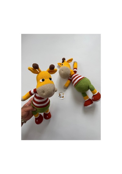 Adenya Sepeti Amigurumi Örgü Renkli Zürafa Oyun Ve Uyku Arkadaşı-34 Cm Çok Renkli