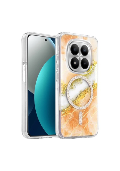 Onegif Xiaomi Redmi Note 15 Pro 5g Lotus Simli Magsafe Kapak - Turuncu Kod: 1406