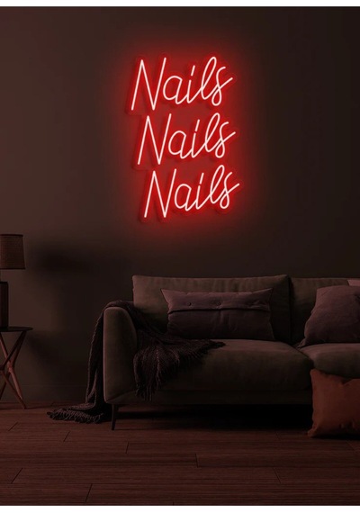 Nails Nails Nails Yazılı Neon Tabela Kırmızı