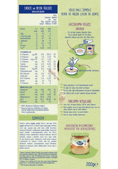 Hero Baby Sütlü Ballı İrmikli 5+ Ay Kaşık Maması 200 G