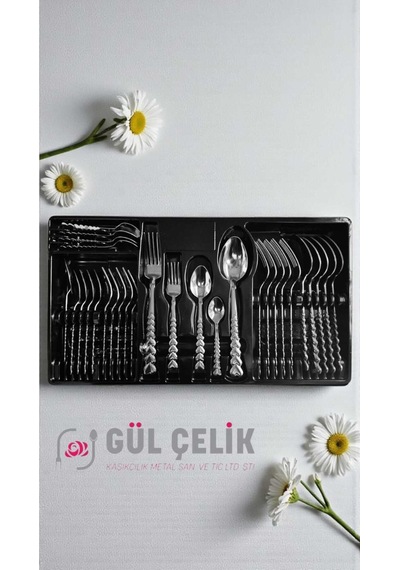 30 Parça 6 Kişilik Çatal Kaşık Takımı Kalpli Model Kutulu Ürün Paslanmaz Çelik